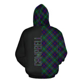 Campbell of Cawdor Modern Tartan Hoodie Half of Me - Cross Style